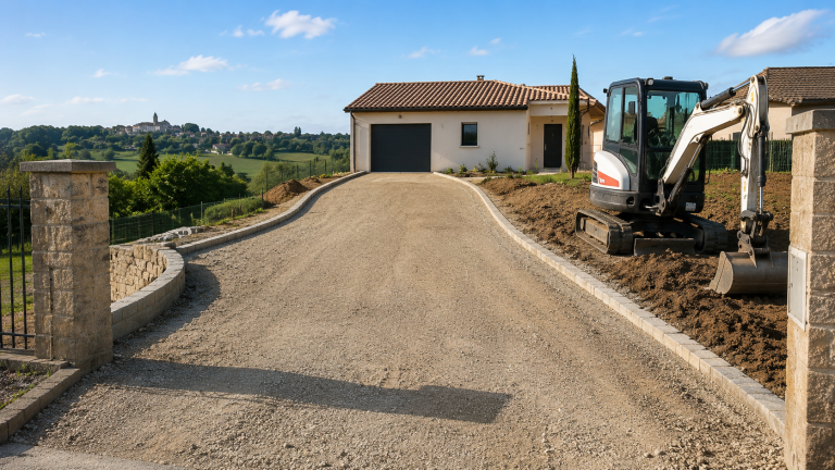 🚜 Création d’accès maison à Villeneuve-sur-Lot, Fumel et Sainte-Livrade-sur-Lot : pourquoi bien préparer son entrée change tout ?
